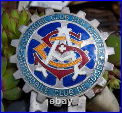 Vintage Enamel Automobile Car Club Badge # Automobile Club Suisse Switzerland