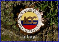 Vintage Enamel Automobile Car Club Badge # Fia Fiac Automobile Club De Colombia