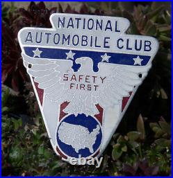 Vintage Enamel Automobile Car Club Radiator Badge # U. S National Automobile Club