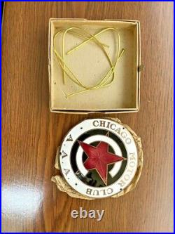 Vintage Enamel Automobile Club Badge AAA Chicago Motor Club