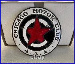 Vintage Enamel Automobile Club Badge AAA Chicago Motor Club, Radiator Badge