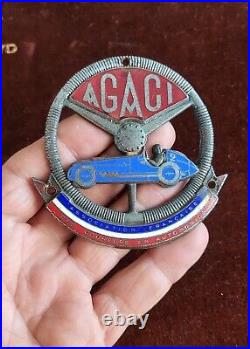 Vintage Enamel Automobile Radiator Car Club Badge # Agaci France