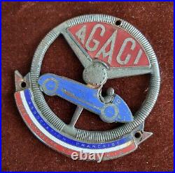 Vintage Enamel Automobile Radiator Car Club Badge # Agaci France