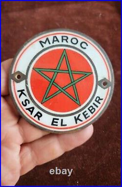 Vintage Enamel Automobile Radiator Car Club Badge # Maroc Ksar El Kebir Marroco