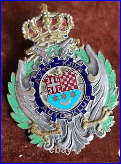 Vintage Enamel Radiator Car Club Badge # Automobile Club Croatia Yugoslavia