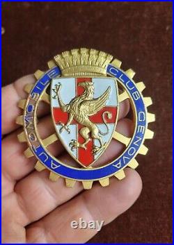 Vintage Enamel Radiator Car Club Badge # Automobile Club Genova Italy