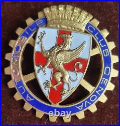 Vintage Enamel Radiator Car Club Badge # Automobile Club Genova Italy