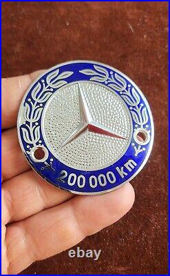 Vintage Enamel Radiator Car Club Badge # Mercedes Benz 200.000 Kilometer