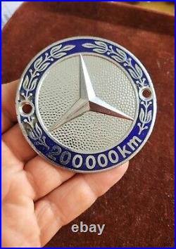 Vintage Enamel Radiator Car Club Badge # Mercedes Benz 200.000 Kilometer