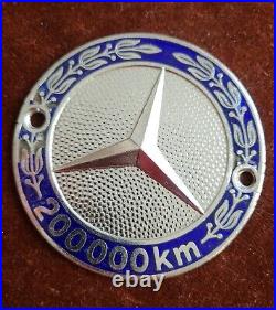 Vintage Enamel Radiator Car Club Badge # Mercedes Benz 200.000 Kilometer