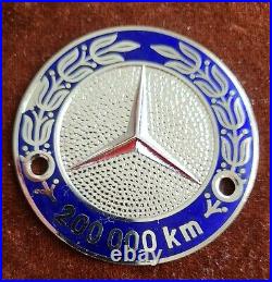 Vintage Enamel Radiator Car Club Badge # Mercedes Benz 200.000 Kilometer