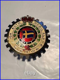 Vintage Gliga Auto Mobil Klube Sverige Car Club Grille Badge Mint! NOS