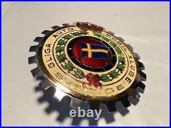 Vintage Gliga Auto Mobil Klube Sverige Car Club Grille Badge Mint! NOS