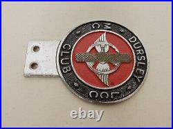 Vintage Metal Paint Dursley MC and LCC Club Numbered Car Badge Auto Emblem