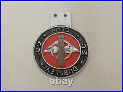 Vintage Metal Paint Dursley MC and LCC Club Numbered Car Badge Auto Emblem