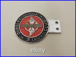 Vintage Metal Paint Dursley MC and LCC Club Numbered Car Badge Auto Emblem