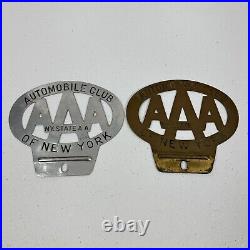 Vintage New York State AAA Automobile Club License Plate Topper Emblem Badge Lot