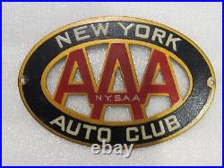 Vintage SAMPLE New York Auto Club AAA Metal License Plate Topper Badge Rare NY