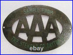 Vintage SAMPLE New York Auto Club AAA Metal License Plate Topper Badge Rare NY