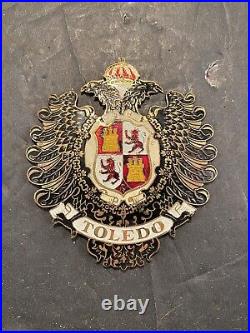 Vintage Toledo Espana Spain Automobile / Touring Car Club Grill Badge Brass