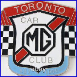 Vintage Toronto MG Car Club Est 1955 4.75 Metal Car Badge Emblem