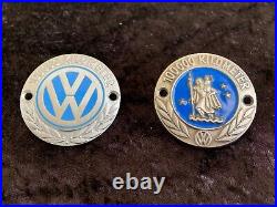 Volkswagen VW Beetle Bug Bus 100000 Km Club Badges Emblem Silver & Brass 1960's