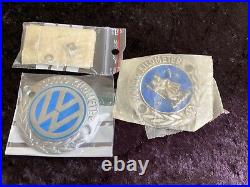 Volkswagen VW Beetle Bug Bus 100000 Km Club Badges Emblem Silver & Brass 1960's