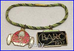 Vtg 1937/39 Pair Of Enamel Gilt Metal Brooklands Automobile Club Members Badges