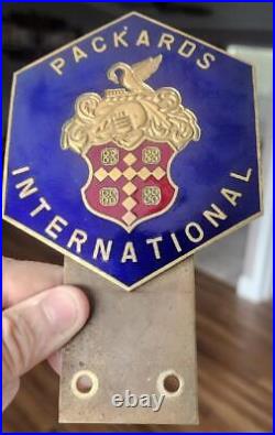 Vtg. Packards International Automobile Club Enamel Plate Topper Car Badge Sign