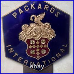 Vtg. Packards International Automobile Club Enamel Plate Topper Car Badge Sign