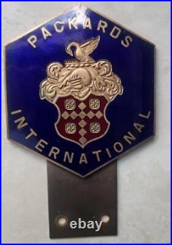 Vtg. Packards International Automobile Club Enamel Plate Topper Car Badge Sign