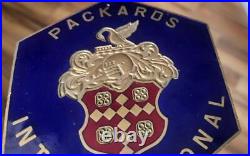 Vtg. Packards International Automobile Club Enamel Plate Topper Car Badge Sign