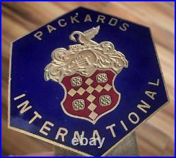 Vtg. Packards International Automobile Club Enamel Plate Topper Car Badge Sign