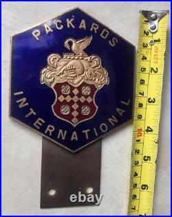 Vtg. Packards International Automobile Club Enamel Plate Topper Car Badge Sign