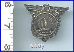 Yacht Club Car Hat Badge Sterling Silver Military Navy Style Emblem Unknown Rare