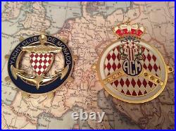 Yacht Club Monaco Monte Carlo Enamel & Car Badge Automobile Club Monaco Gold 1